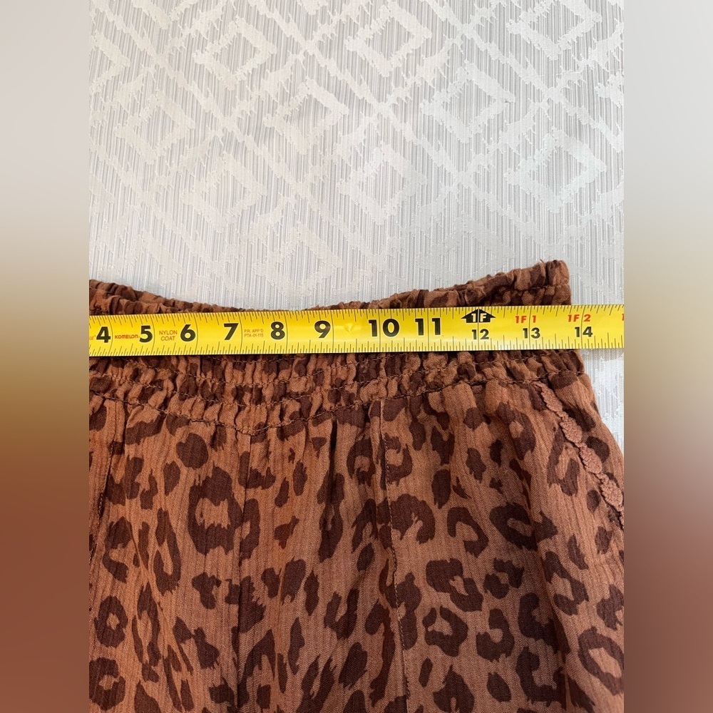 Soft Surroundings Women Wide Leg Haya Crop Mocha Leopard Print Wide-Leg Pants M - Picture 5 of 7